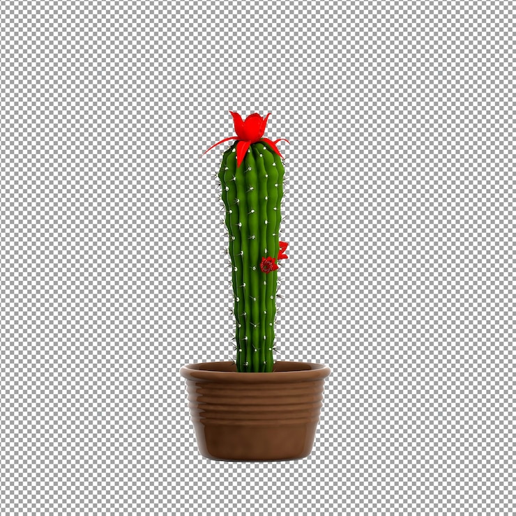 PSD un primer plano de una flor en un jarrón en 3d