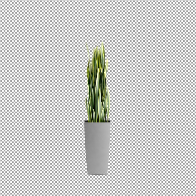 Un primer plano de una flor en un jarrón en 3D