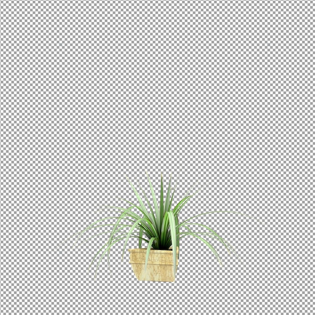 Un primer plano de una flor en un jarrón en 3D