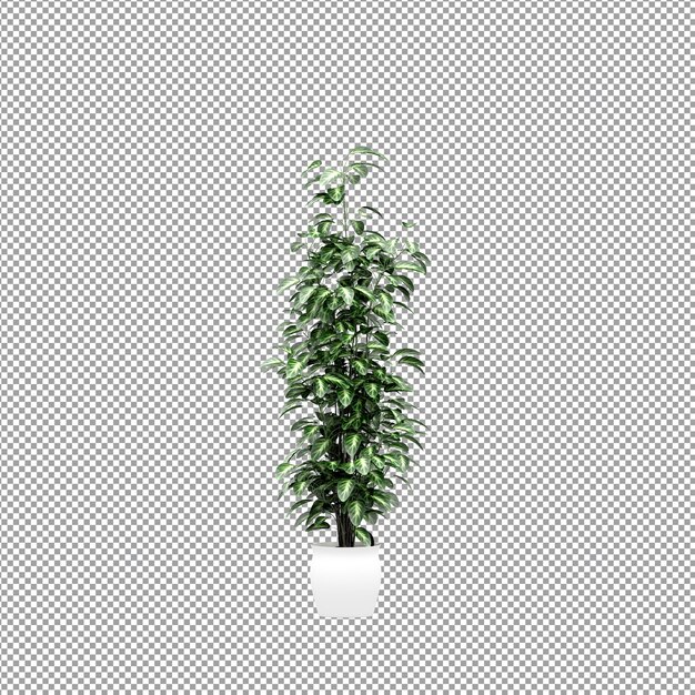Un primer plano de una flor en un jarrón en 3D
