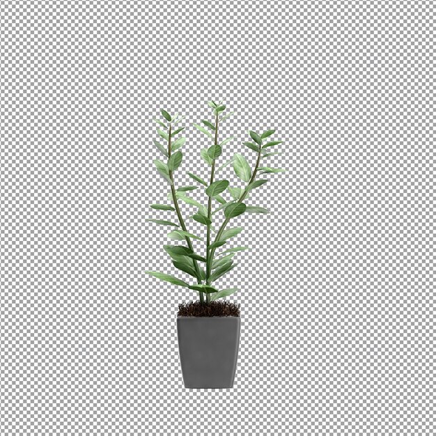 Un primer plano de una flor en un jarrón en 3D