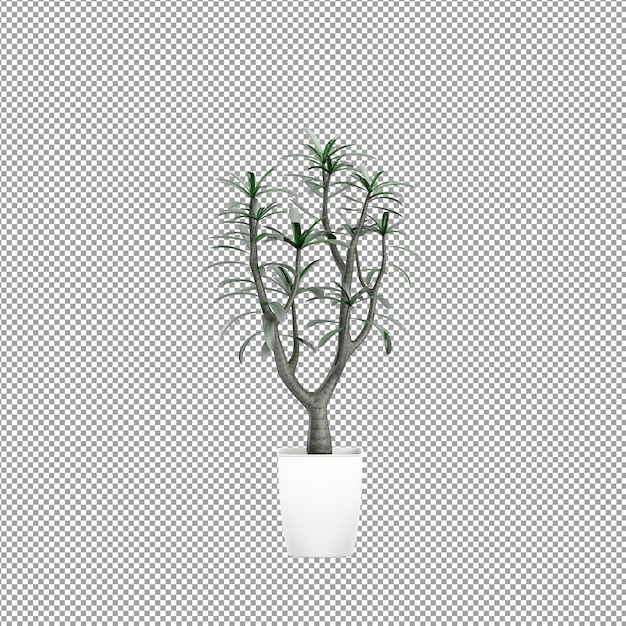 Un primer plano de una flor en un jarrón en 3D