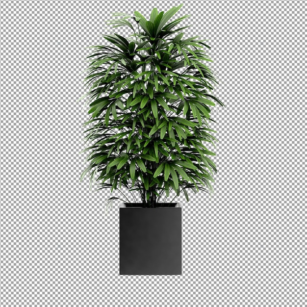 Un primer plano de una flor en un jarrón en 3D
