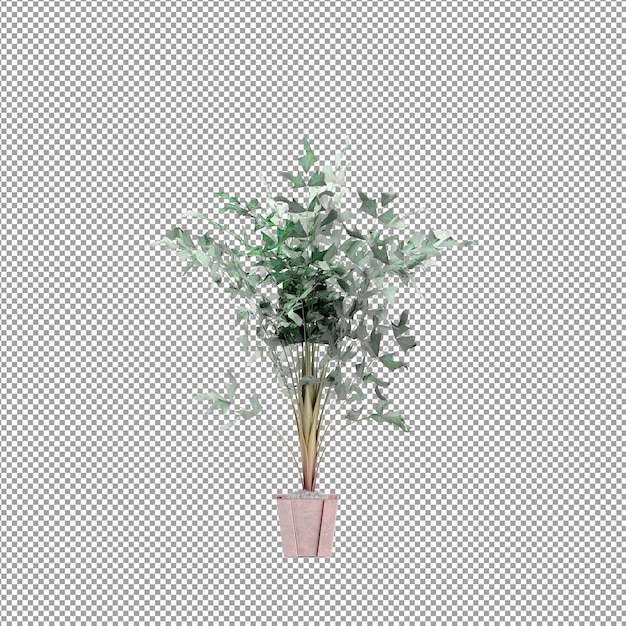 Un primer plano de una flor en un jarrón en 3D