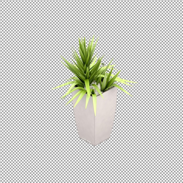 Un primer plano de una flor en un jarrón en 3D