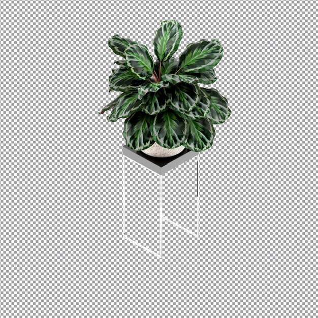Un primer plano de una flor en un jarrón en 3D