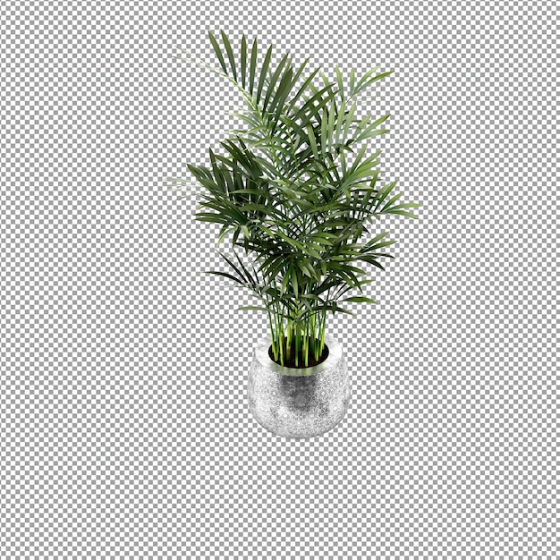 Un primer plano de una flor en un jarrón en 3D