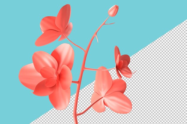 Primer plano de flor rosa minimalista abstracta sobre fondo verde azulado. Representación 3D