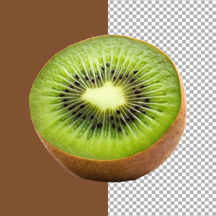 Primer plano de una fruta de kiwi cortada que muestra su vivace carne verde y semillas