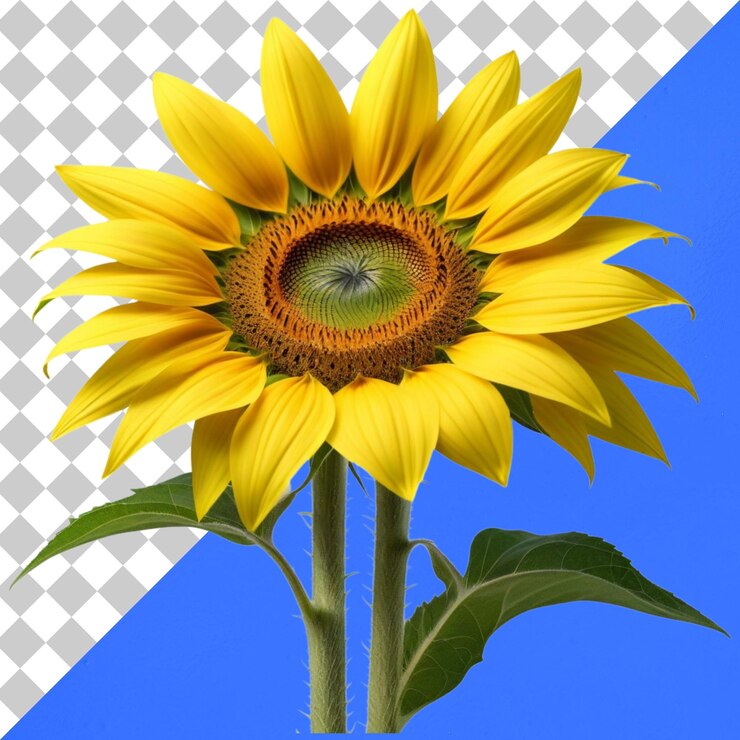 PSD un primer plano del girasol amarillo brillante con un centro detallado