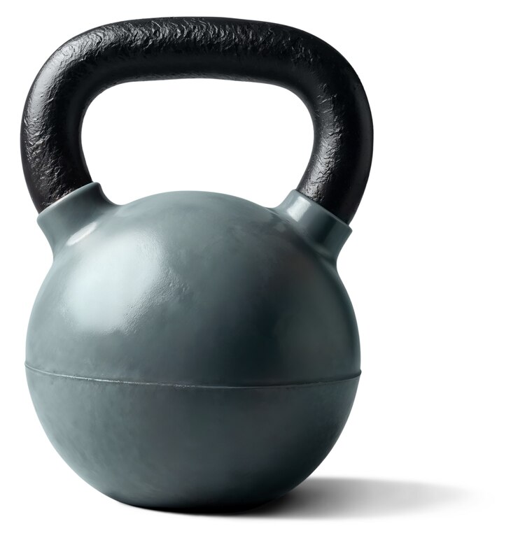 PSD un primer plano en el gray kettlebell