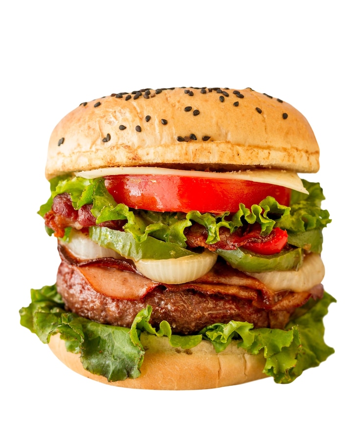 PSD un primer plano de la hamburguesa aislada