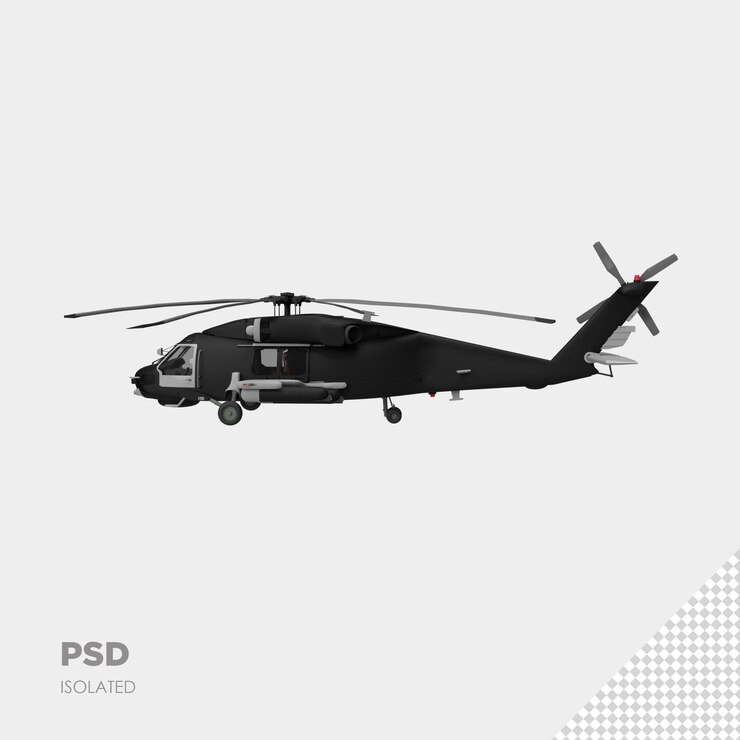 PSD primer plano en helicóptero 3d aislado premium psd