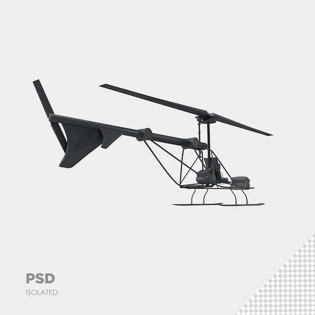 PSD primer plano en helicóptero 3d aislado premium psd