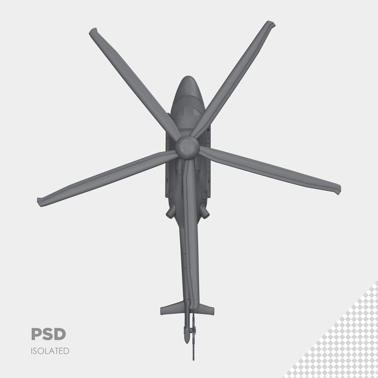 PSD primer plano en helicóptero 3d aislado premium psd