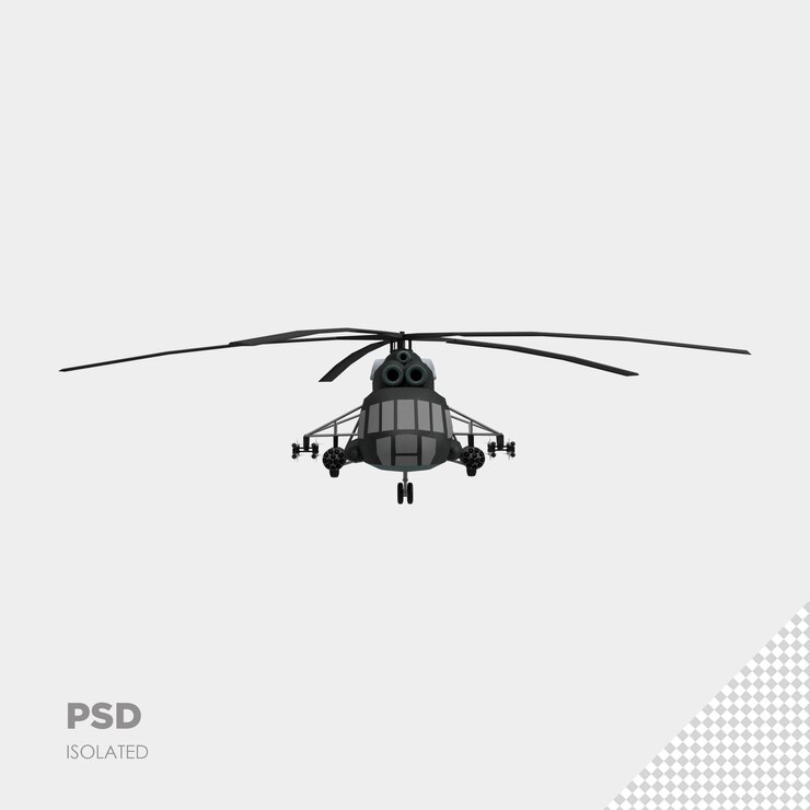 PSD primer plano en helicóptero 3d aislado premium psd
