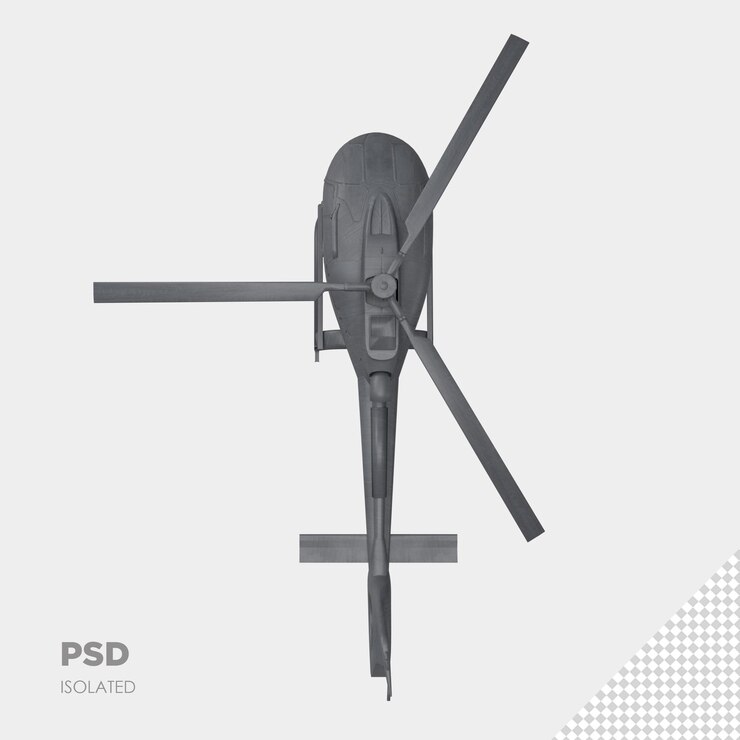 PSD primer plano en helicóptero 3d aislado premium psd
