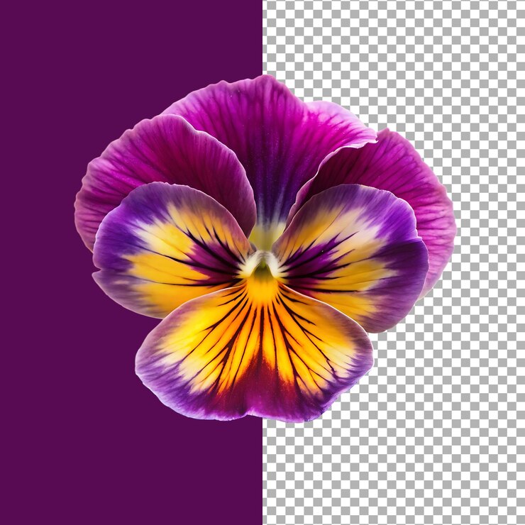 Un primer plano de una hermosa flor púrpura y amarilla