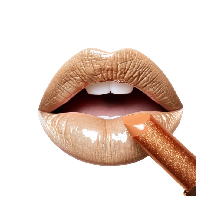 PSD primer plano de los labios con lápiz labial brillante