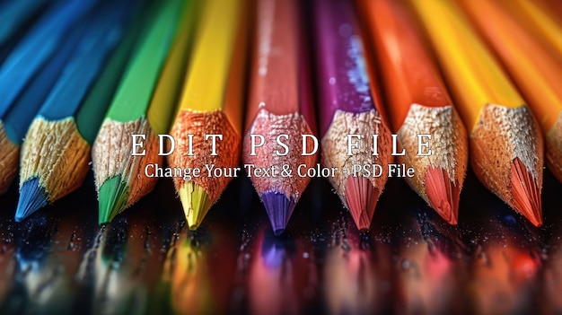Un primer plano de los lápices de color