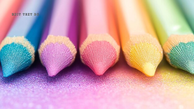 Un primer plano de lápices de colores en una superficie brillante
