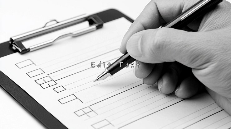 PSD primer plano de la lista de comprobación de relleno a mano en el portapapeles