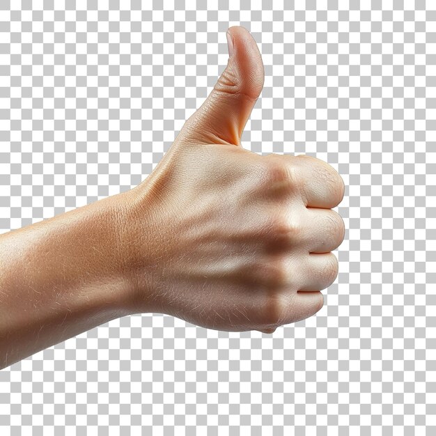 Primer plano de una mano haciendo un gesto de pulgar hacia arriba para indicar aprobación o satisfacción