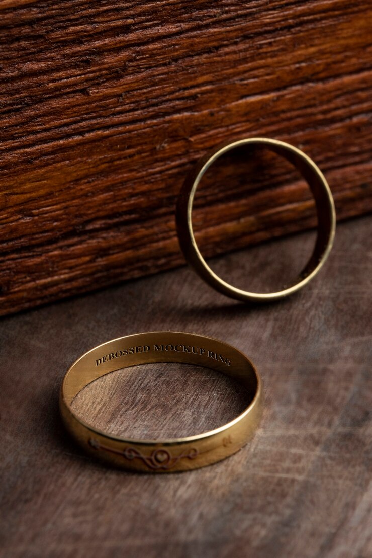 PSD un primer plano de la maqueta del anillo de bodas
