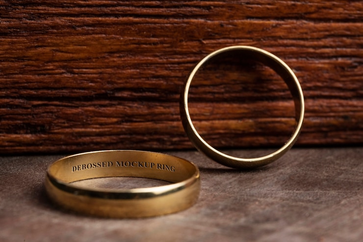 PSD un primer plano de la maqueta del anillo de bodas