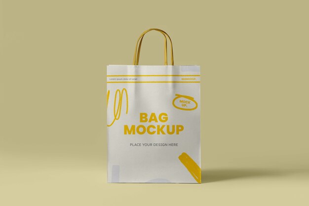 Un primer plano de la maqueta de la bolsa de compras con estilo garabateado