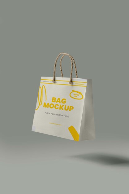 Un primer plano de la maqueta de la bolsa de compras con estilo garabateado