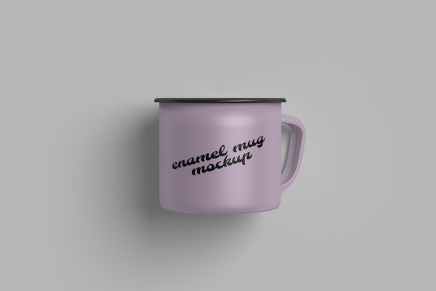 Un primer plano de la maqueta de la taza de esmalte aislada