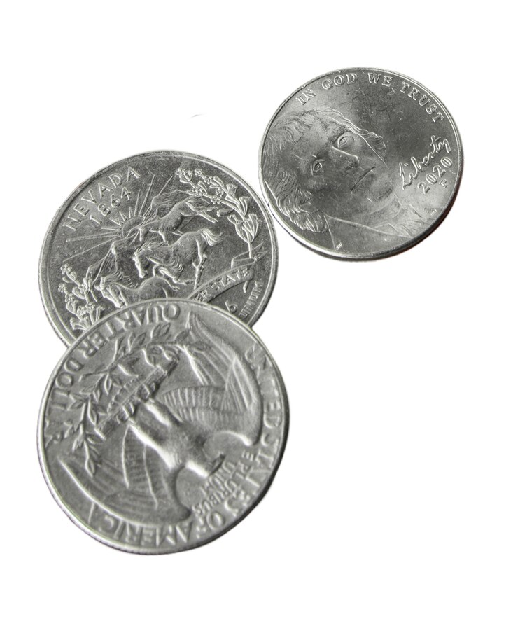 PSD primer plano de las monedas aisladas