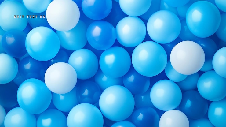 PSD primer plano de muchos globos azules claros y oscuros