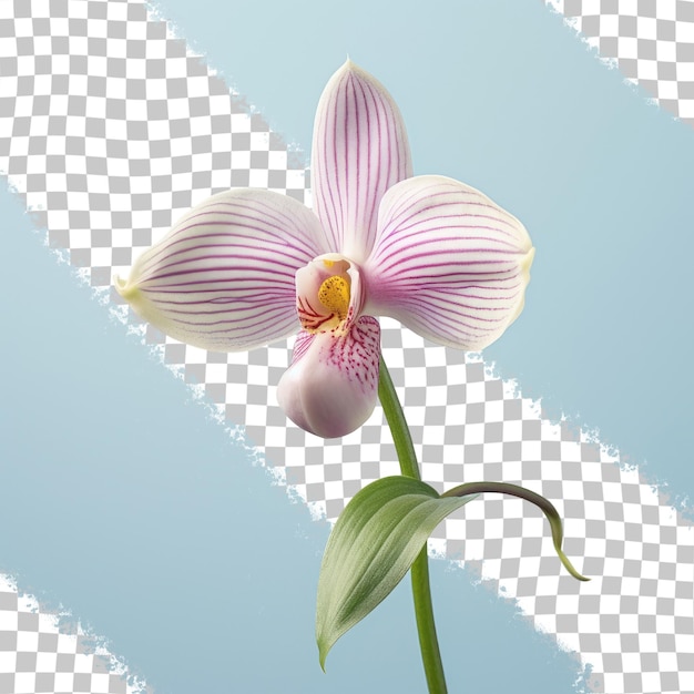 PSD un primer plano de la orquídea paphiopedilum en flor