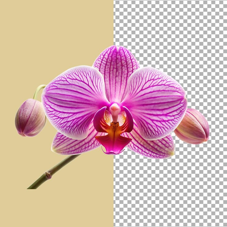 Un primer plano de una orquídea phalaenopsis púrpura vibrante con pétalos detallados