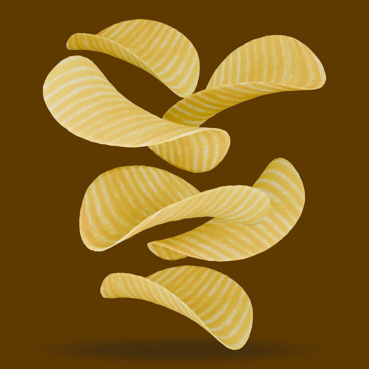 PSD primer plano de las patatas fritas doradas en movimiento