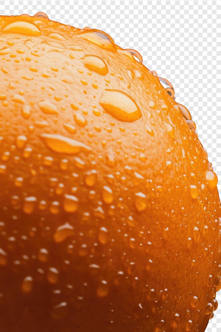 PSD un primer plano de un pedazo de comida con gotas de agua en él
