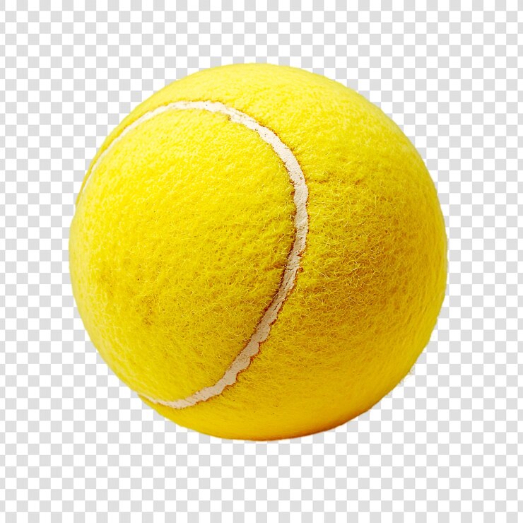 PSD un primer plano de una pelota de tenis amarilla vibrante sobre un fondo transparente