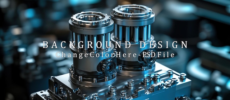 PSD un primer plano de una pieza de una máquina metálica