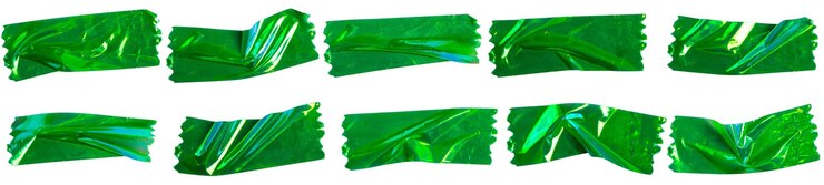 PSD primer plano de las piezas de cinta adhesiva verde