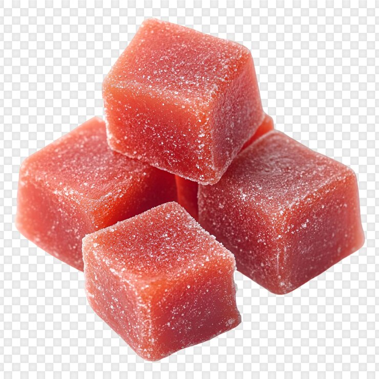 PSD un primer plano de una pila de caramelos rojos