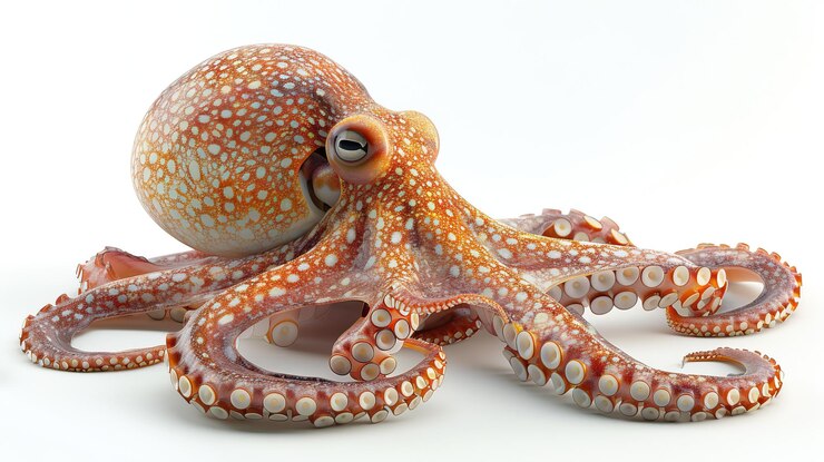 PSD un primer plano de un pulpo manchado