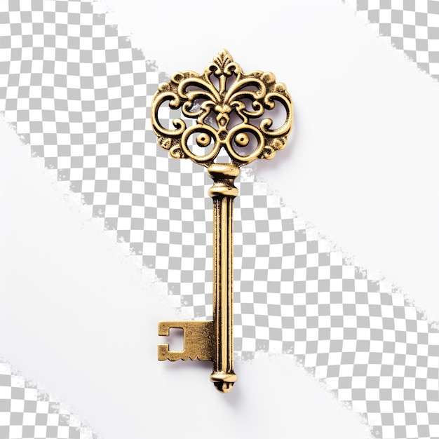 PSD un primer plano de una sola llave aislada hecha de oro