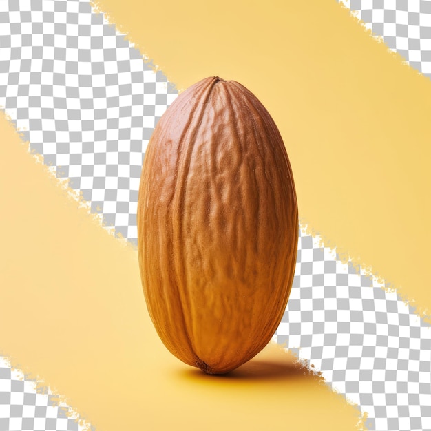 PSD primer plano de una sola nuez de pecan aislada sobre un fondo transparente