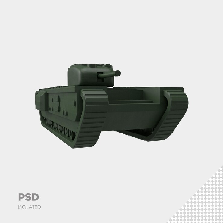 PSD primer plano, en, tanque militar, 3d, aislado, premium, psd
