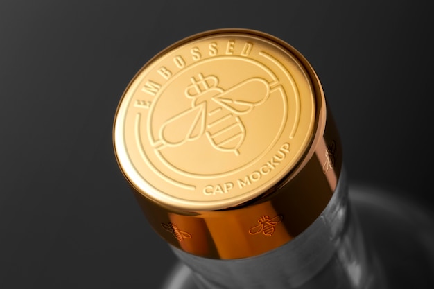 Primer plano de tapa de botella con efecto de logotipo