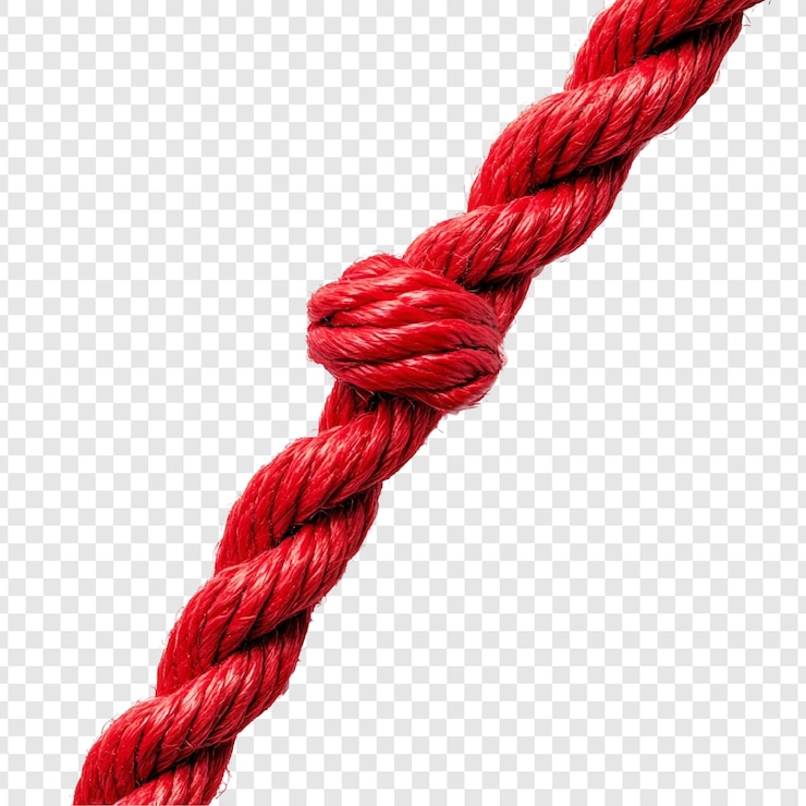 PSD primer plano de la textura de un nudo de cuerda roja fuerza y tema náutico