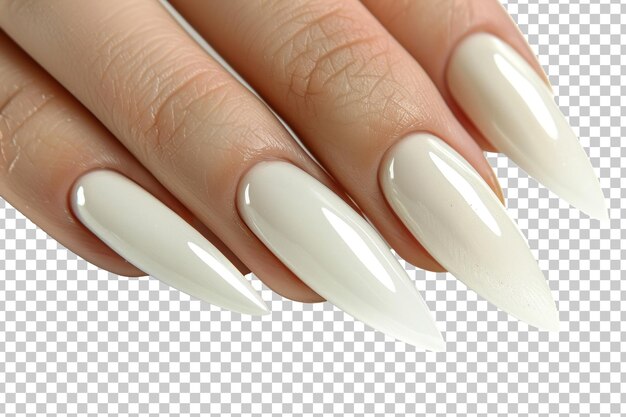 Un primer plano de uñas blancas aisladas sobre un fondo transparente