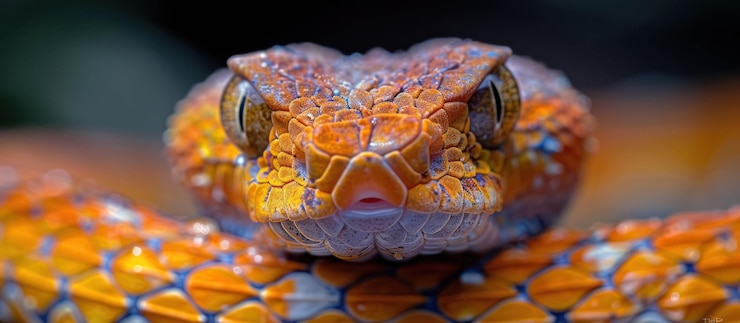 PSD un primer plano de una vibrante serpiente naranja